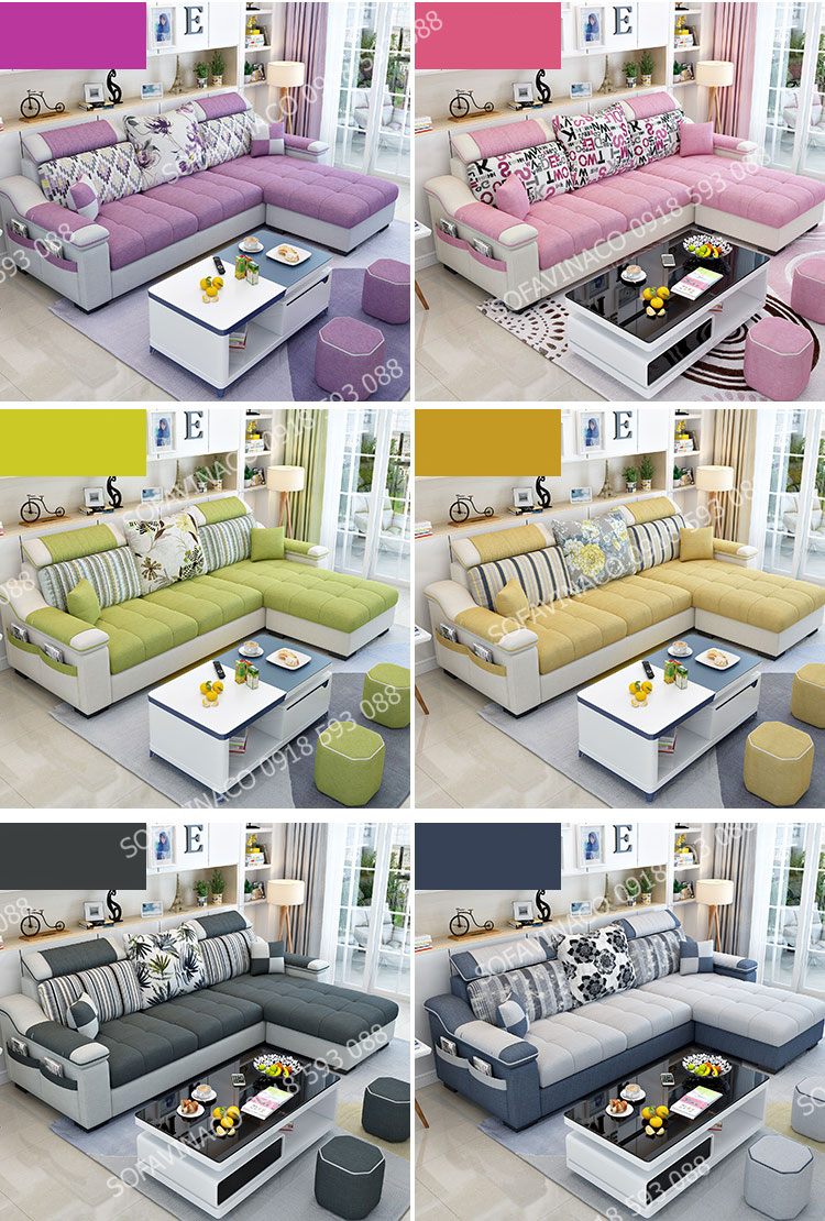 Mẫu ghế sofa góc đẹp kết hợp nhiều màu sắc năng động